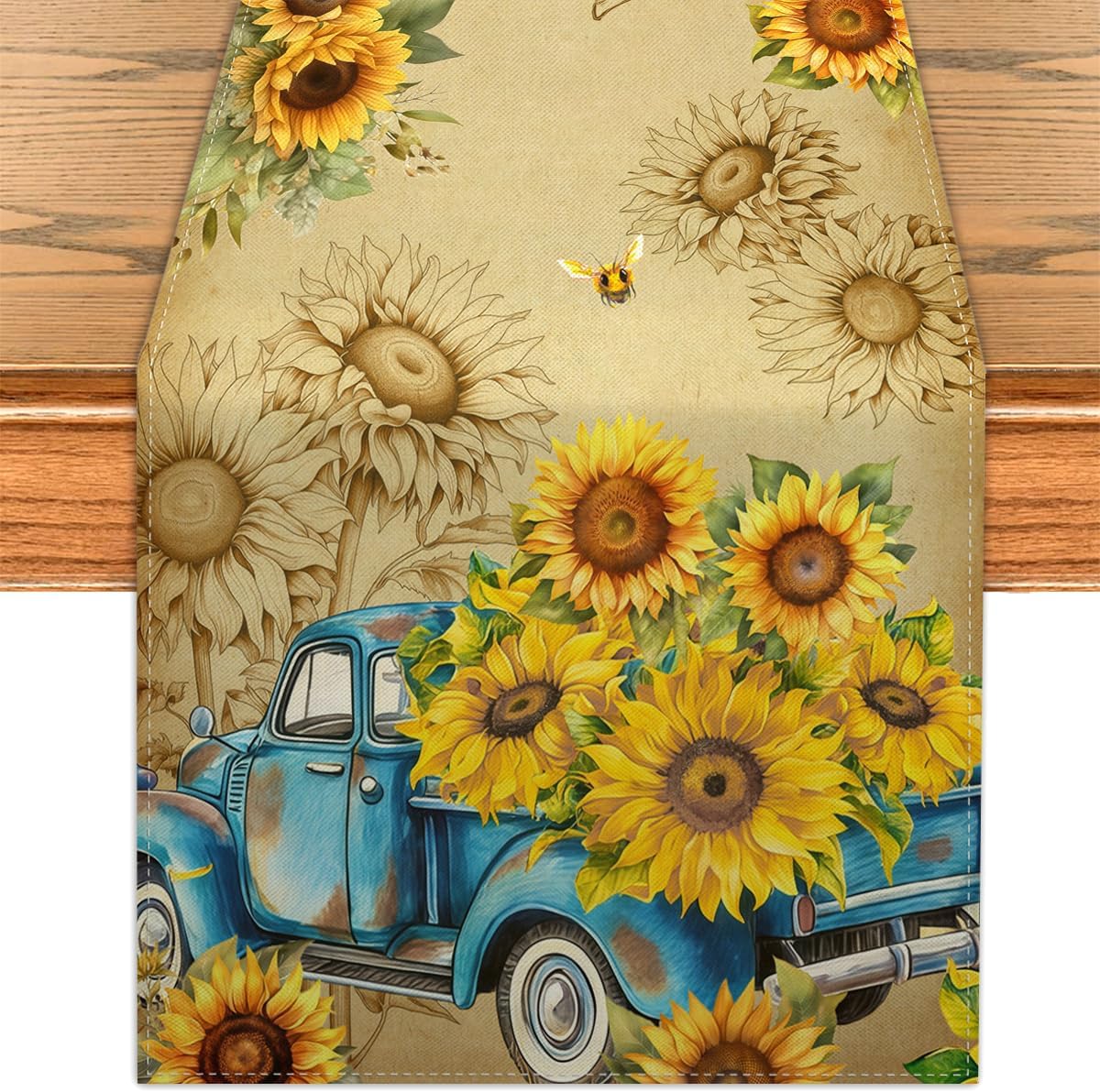 Camino mesa rústico azul 72pulg decoración verano