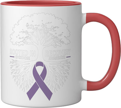 Taza Cerámica Mes de Conciencia Sobredosis Púrpura Rojo/Blanco