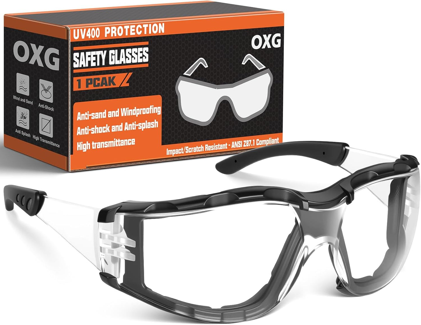 Anteojos seguridad antivaho ANSI Z87.1 con foam