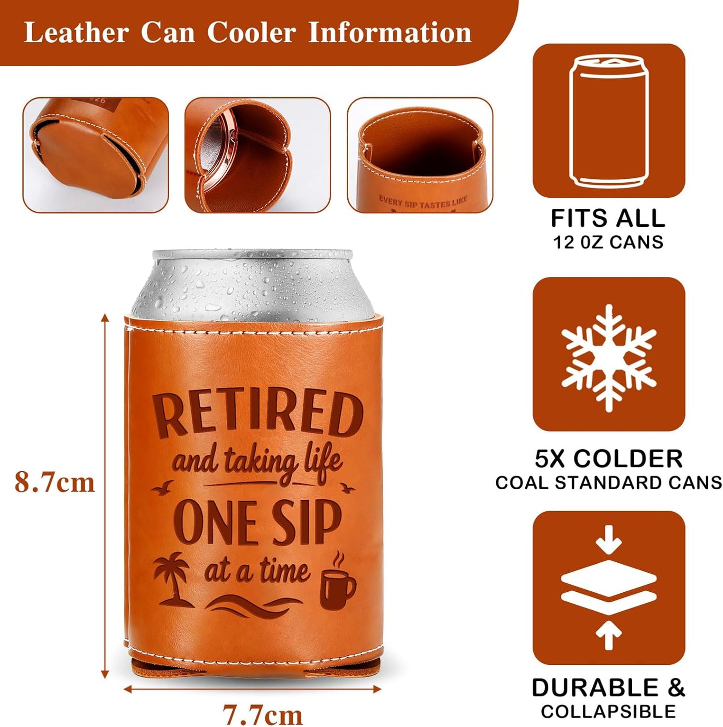 Regalo de retiro para hombres, cooler de cuero para hombre 12 oz