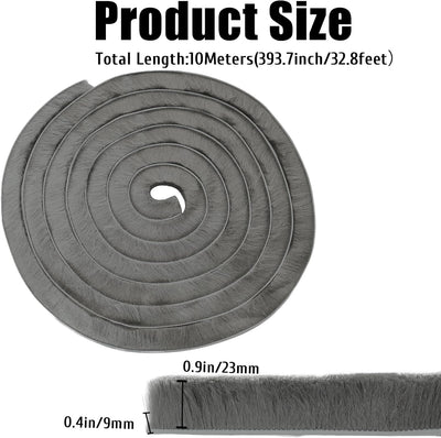 Burlete autoadhesivo 32.8pulg 0.9x0.4 gris para puertas ventanas