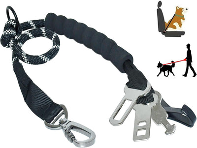 Cinturón seguridad perro 3en1 cuerda reflectante asa ajustable