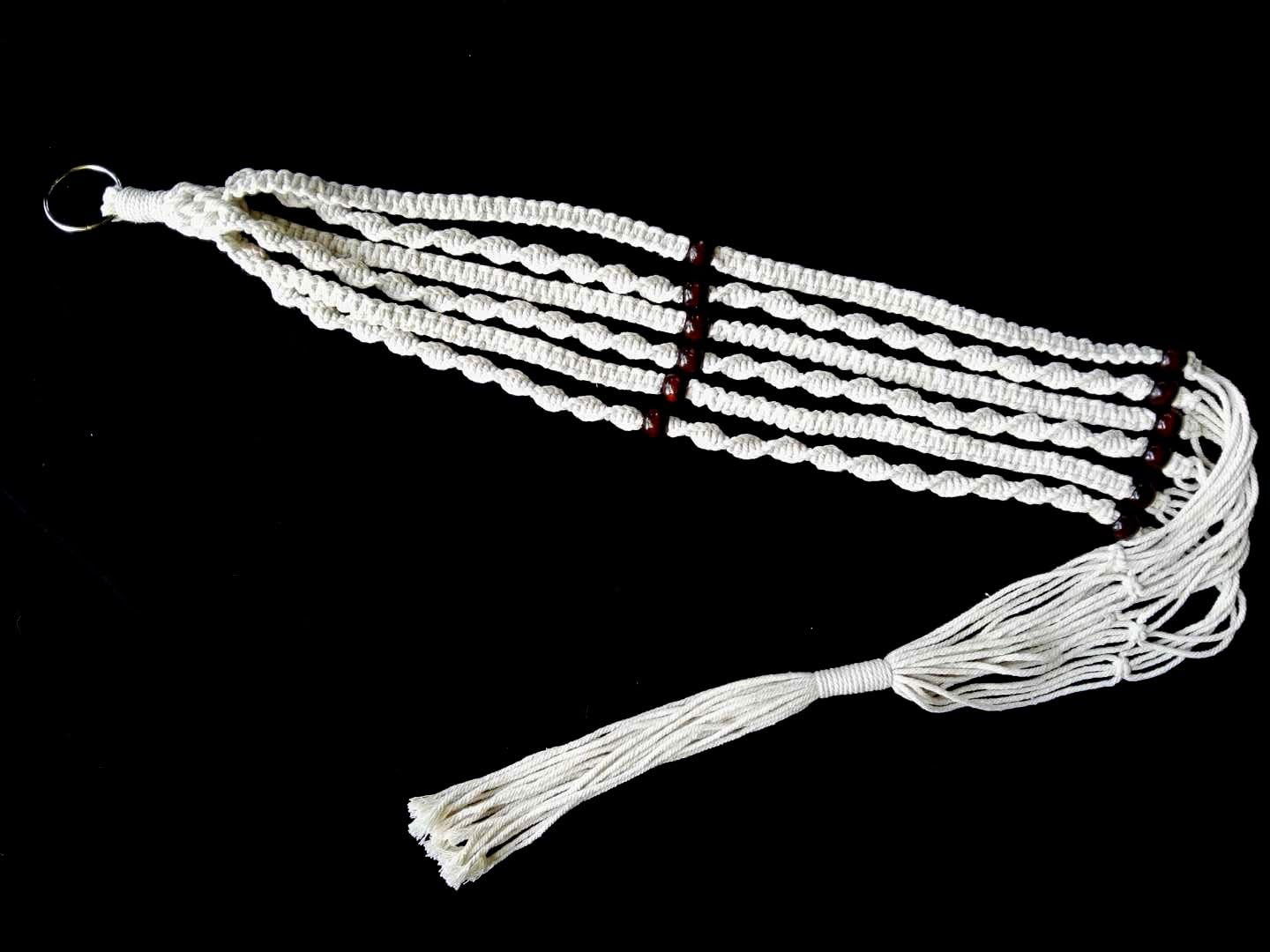 Colgador plantas macramé algodón 6 patas 51pulg marrón y verde