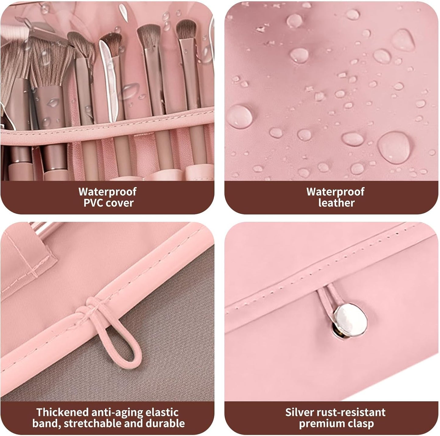Bolsa maquillaje portátil rosa