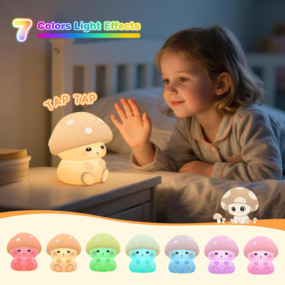 Luz nocturna hongos para niños con control de grifo
