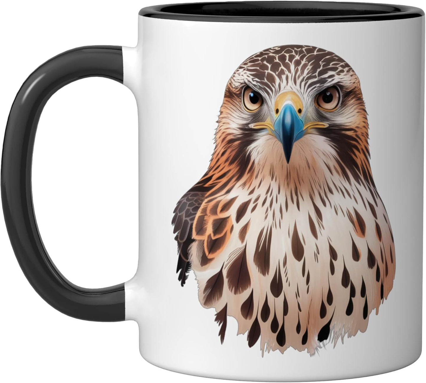 Taza cerámica diseño halcón color negro y blanco