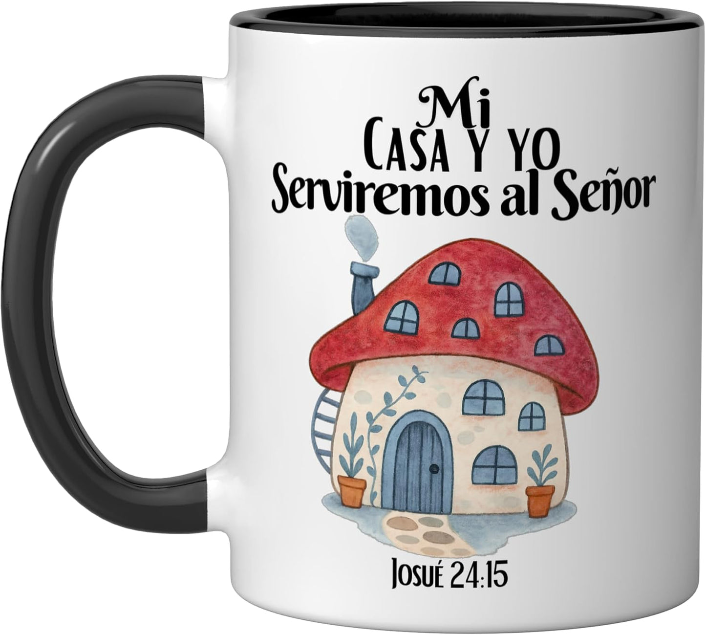 Taza Cerámica Fe cristiana Diseño español Negro/Blanco