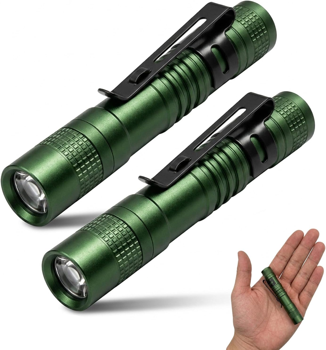 2 Linternas LED mini aluminio impermeable con clip