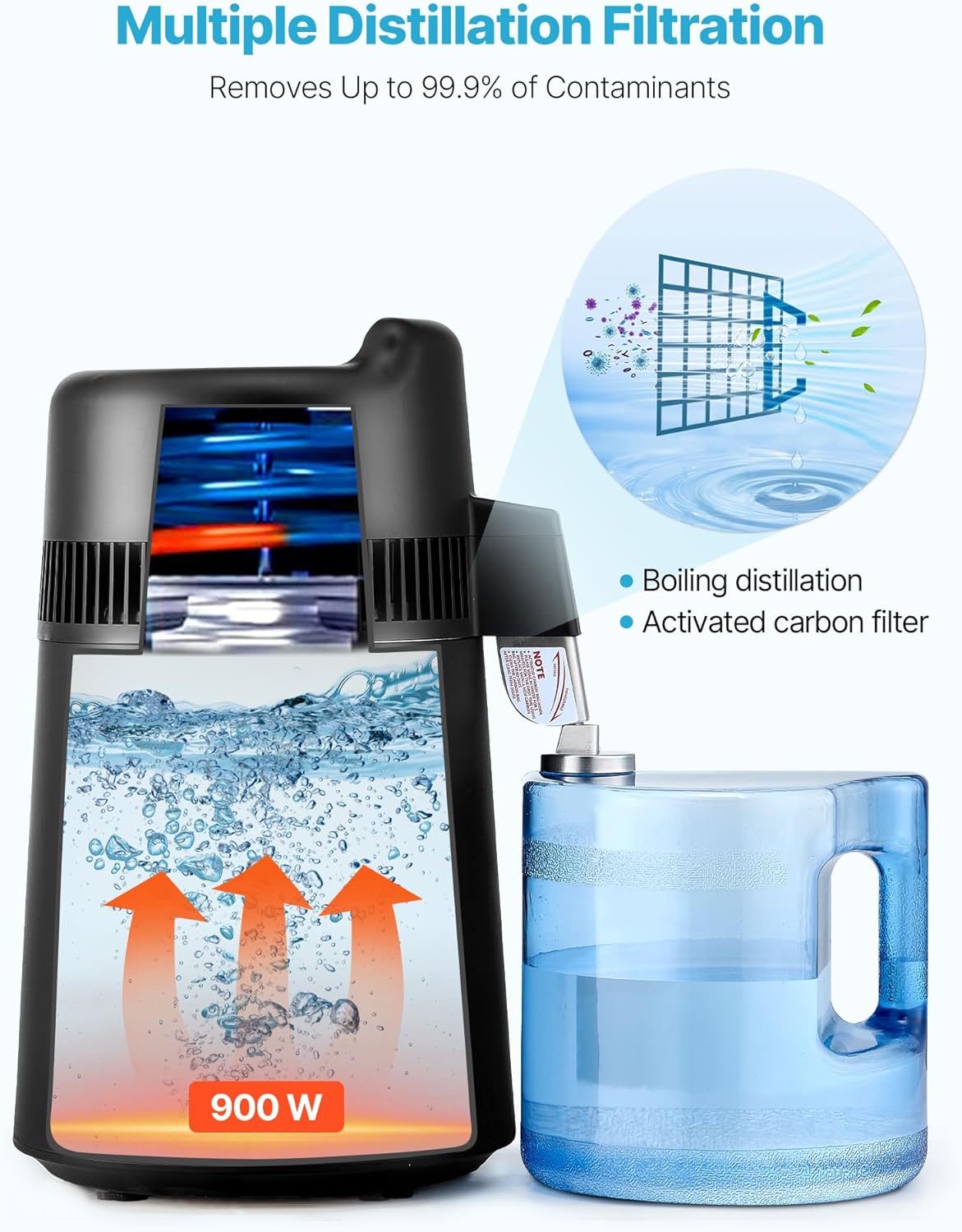 Destilador agua encimera 6l 900W acero inox sin BPA