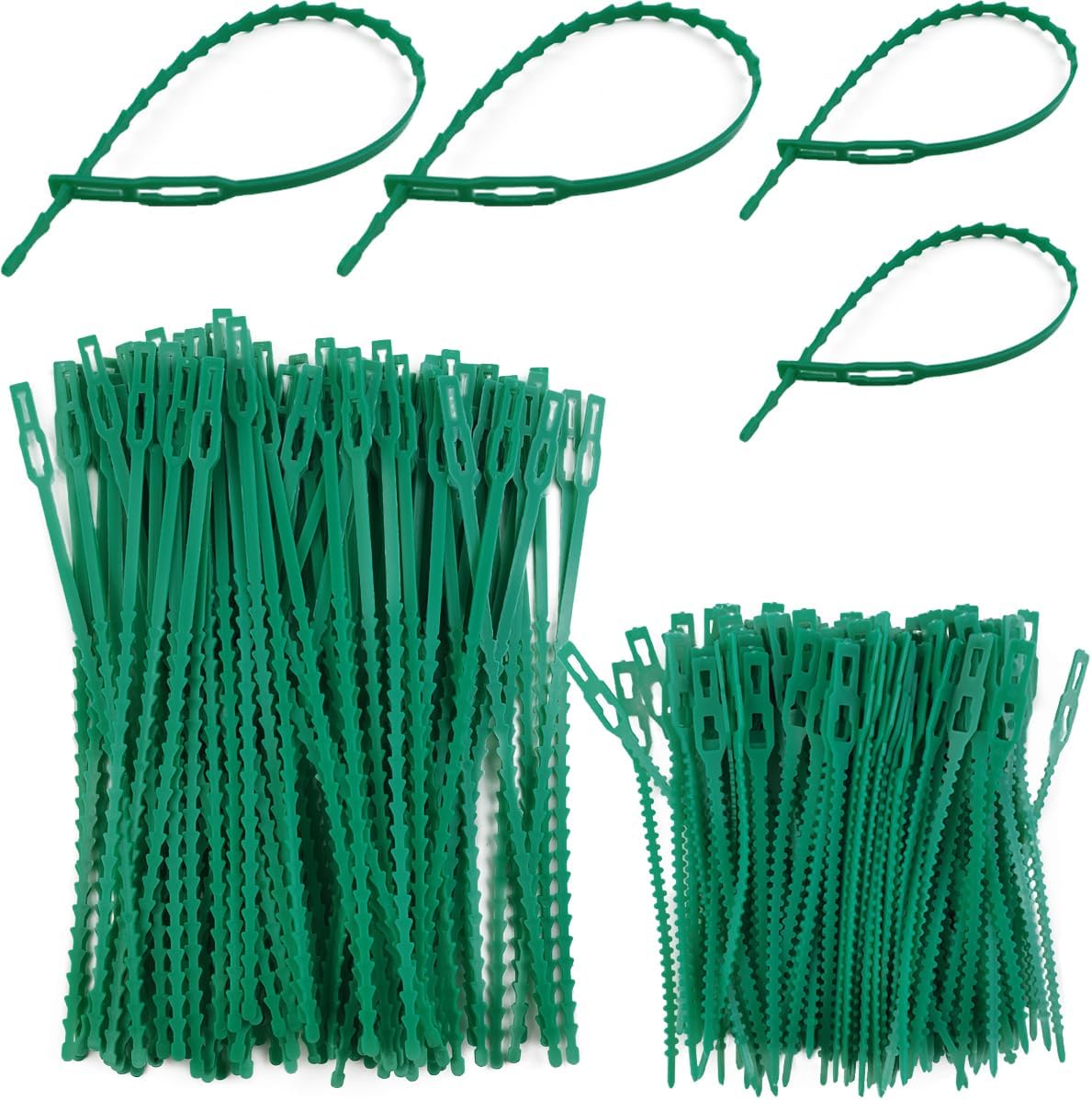 200 Lazos Ajustables para Plantas Color Verde Resistente