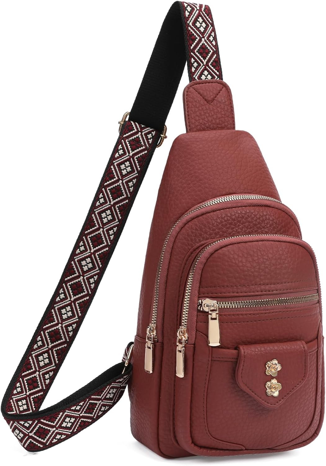 Bolso bandolera piel vegana antirrobo A05 Vino Tinto