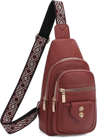 Bolso bandolera piel vegana antirrobo A05 Vino Tinto
