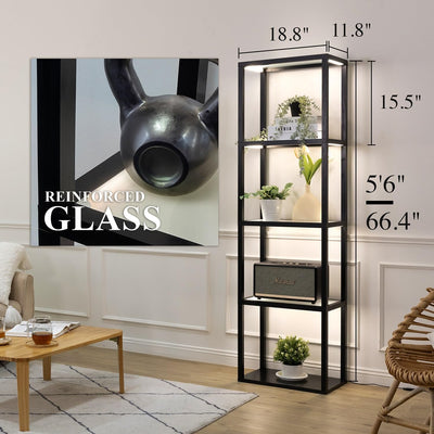 Estante vidrio con luz control remoto para coleccionables sala