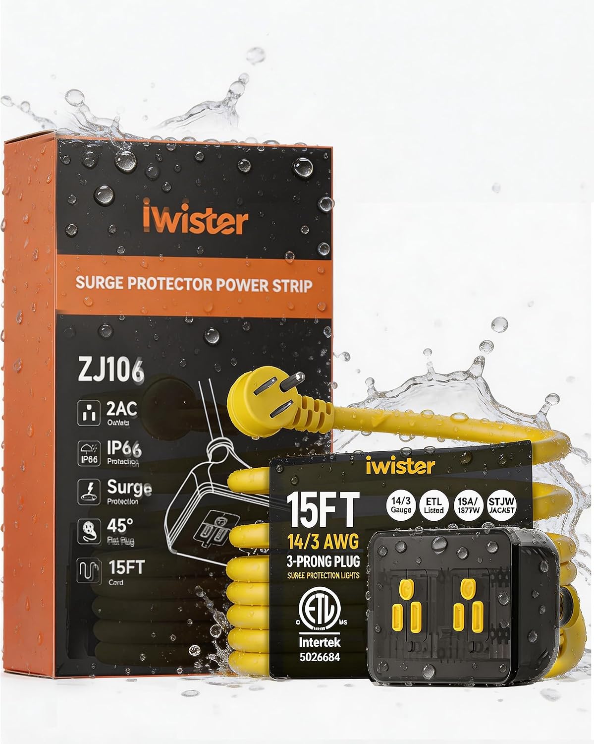 Cable extensión exterior 15ft IP66 2 salidas 1875W
