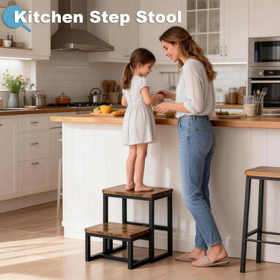 Taburete 2 escalones madera 500lb para niños y adultos