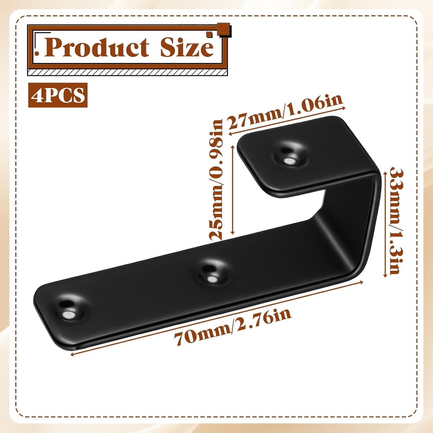 4 Ganchos escalera litera hierro PVC soporte negro
