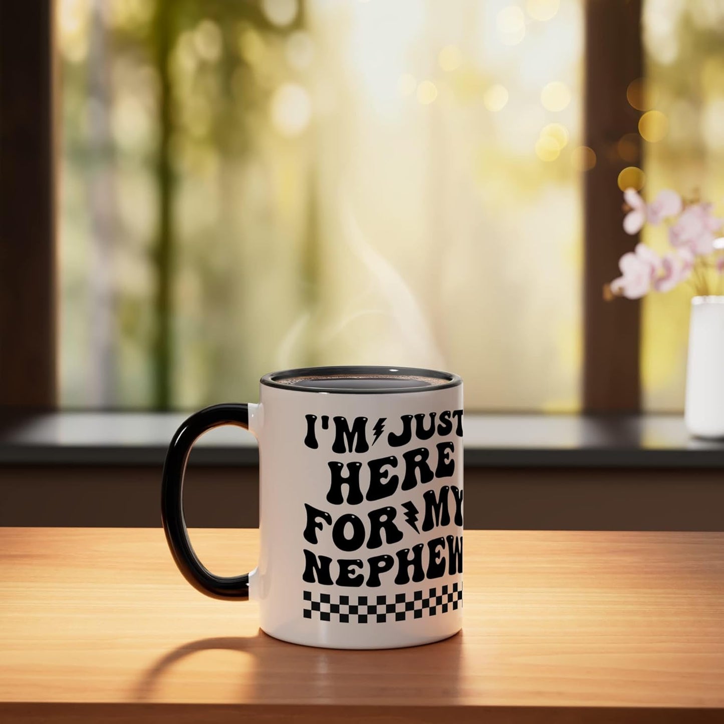Taza cerámica para sobrino negro/blanco