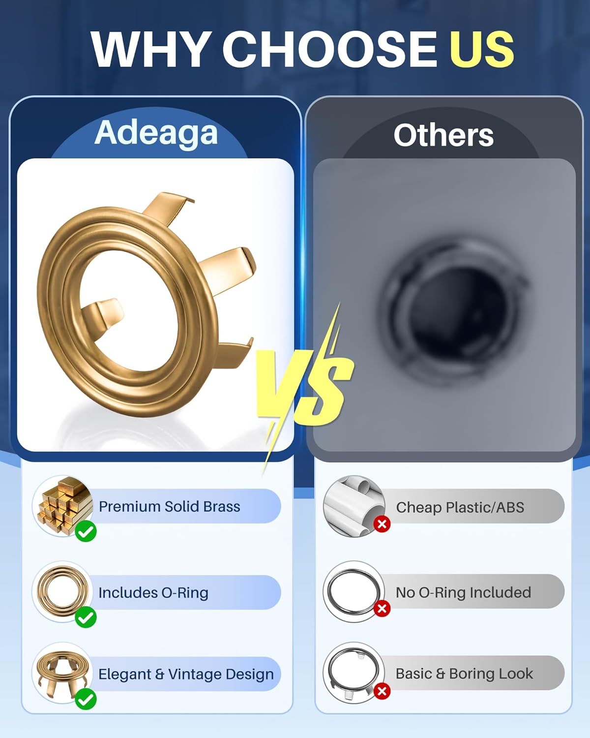 Anillo desbordamiento fregadero dorado cepillado pack 2