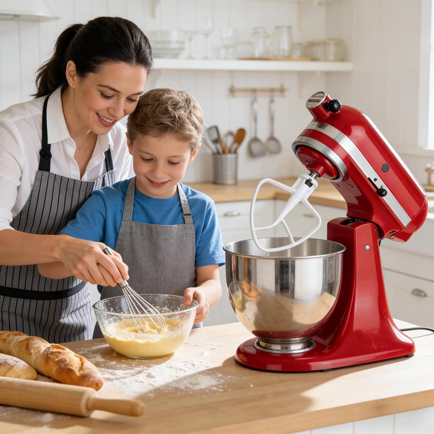 Batidor plano recubierto K45B para batidora de pie Kitchenaid blanco