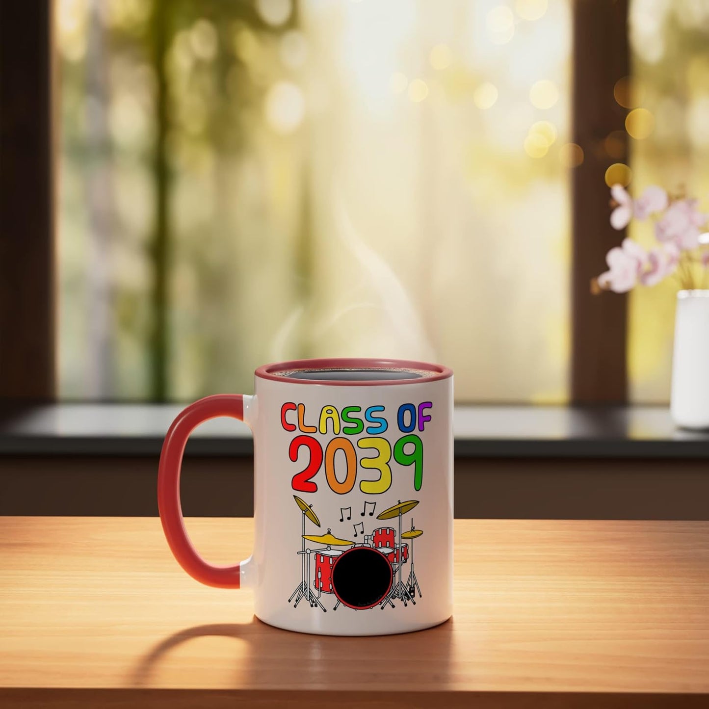 Taza cerámica para kindergarten Class of 2039 roja/blanca