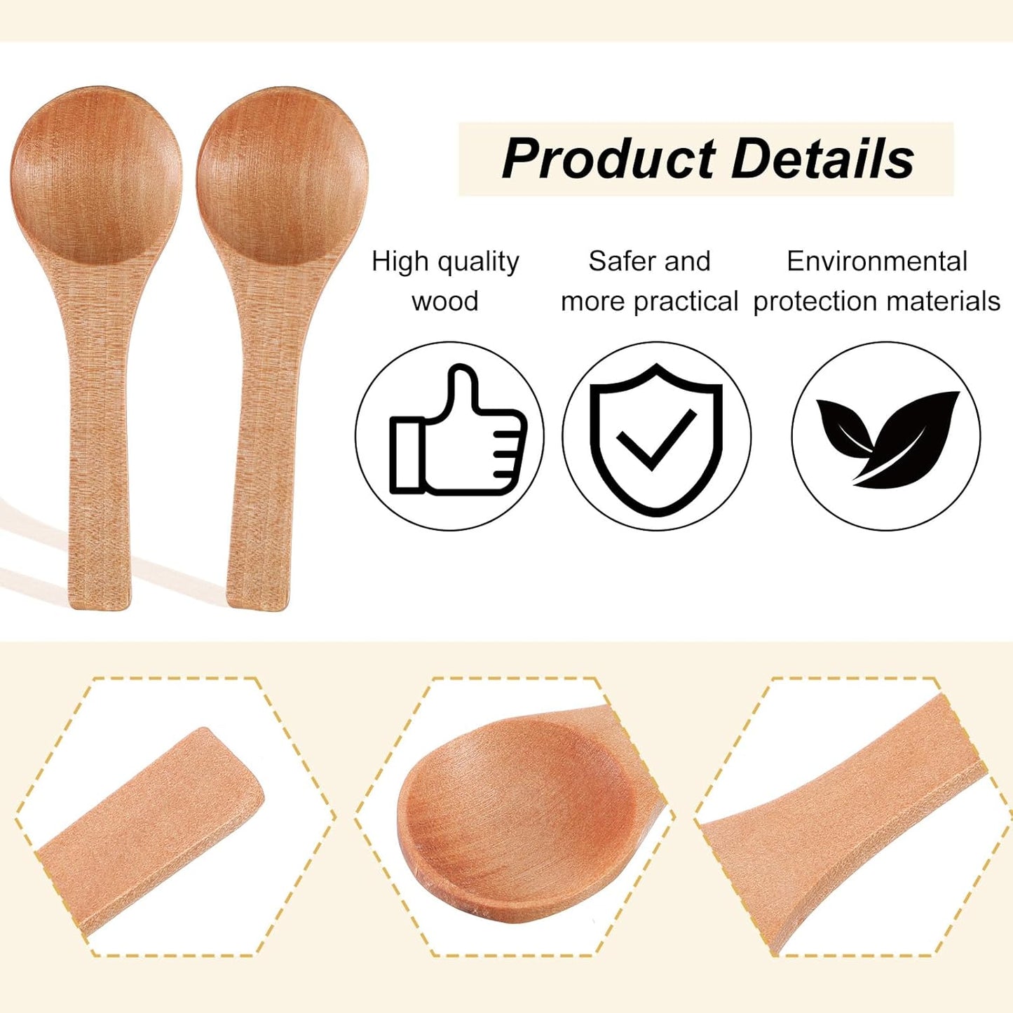 6 cucharas pequeñas de madera para tarros y degustación