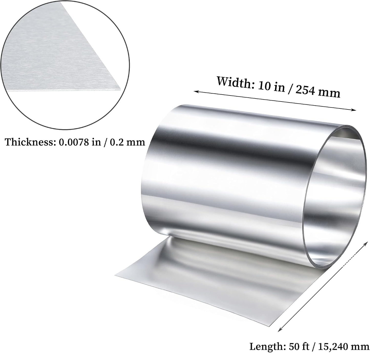 Rollo aluminio intermitente 10x50pulg 0.0078pulg grosor