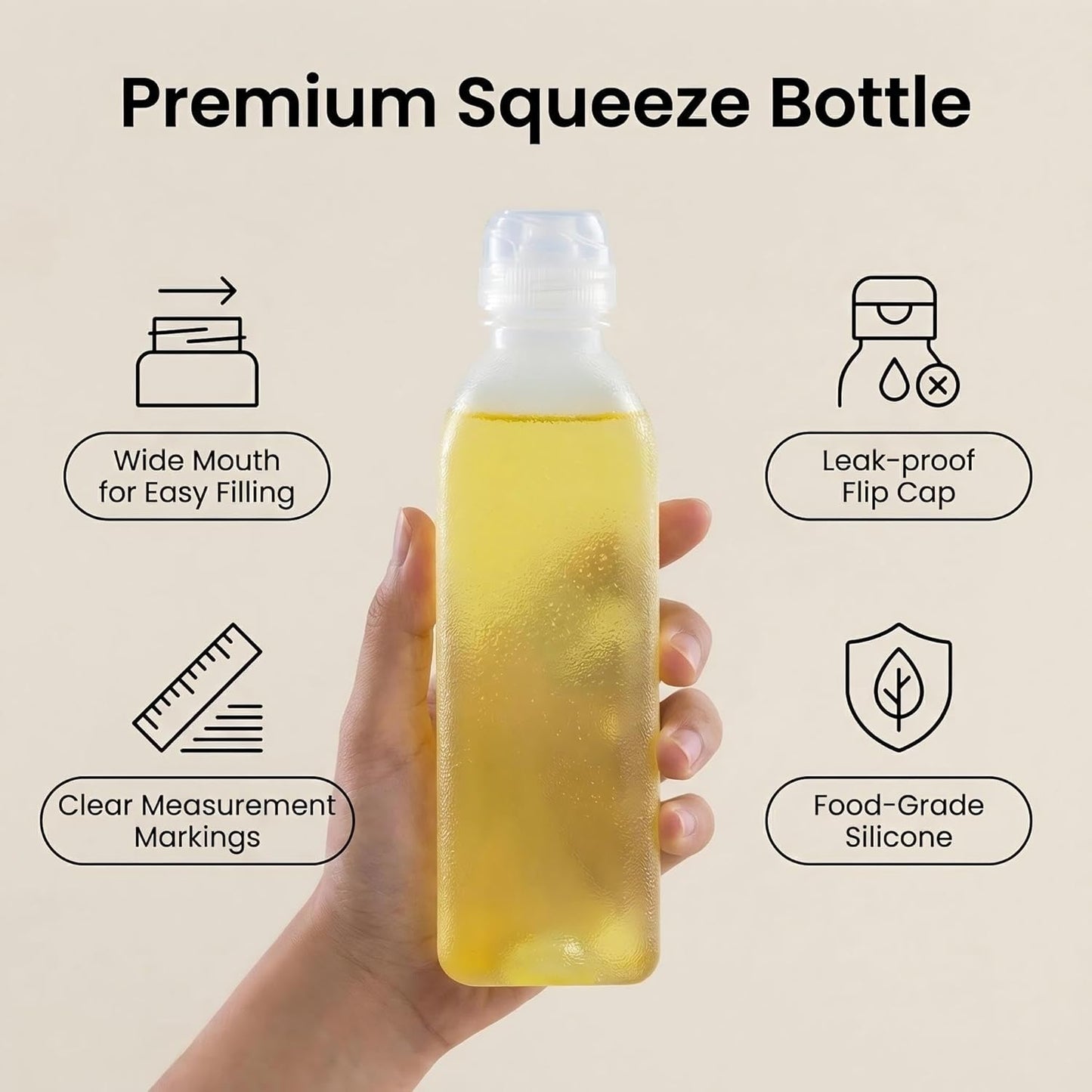 4 Pzas Botellas Silicón Alimenticio con Marcas