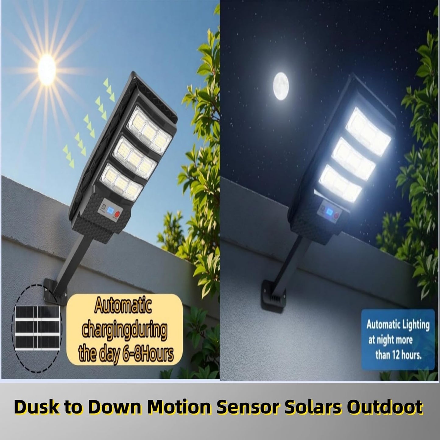 Luz solar exterior 81 LED 6500K sensor movimiento IP65