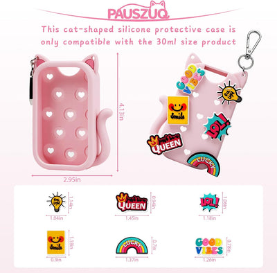 Funda silicona gato con llavero 6 accesorios comp rosa