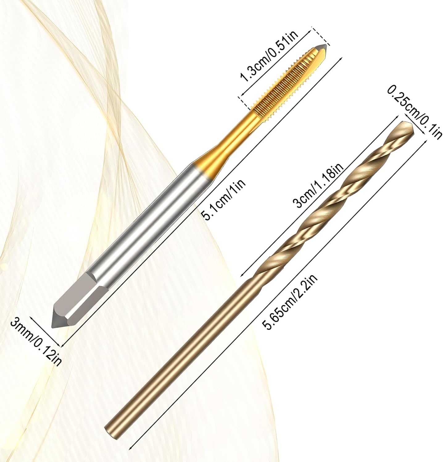 Set 4 puntas métricas M3 x 0.5 y brocas helicoidales
