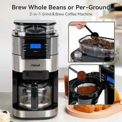 Cafetera Goteo 10 Tazas con Molinillo Temporizador