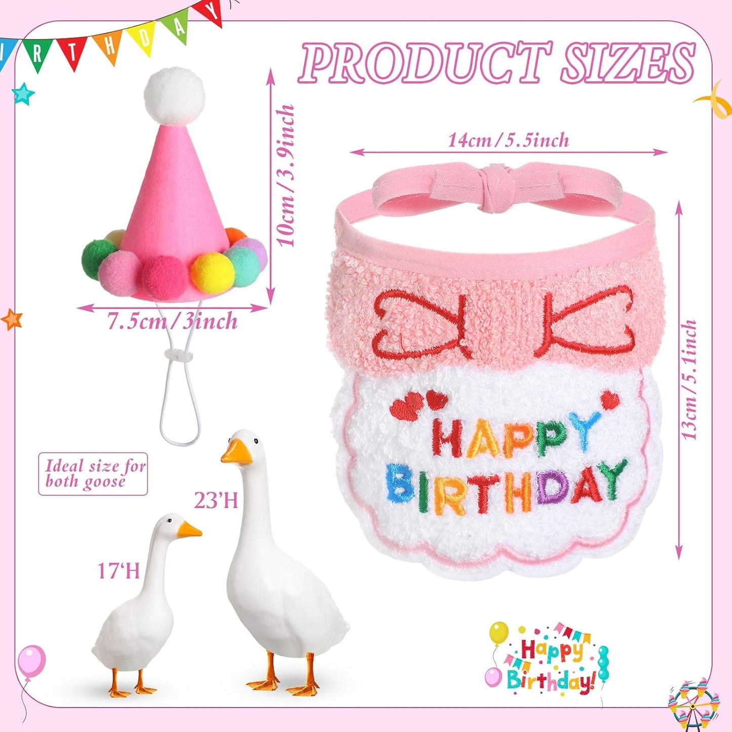 Disfraz ganso cumpleaños sombrero bandana 17pulg rosa