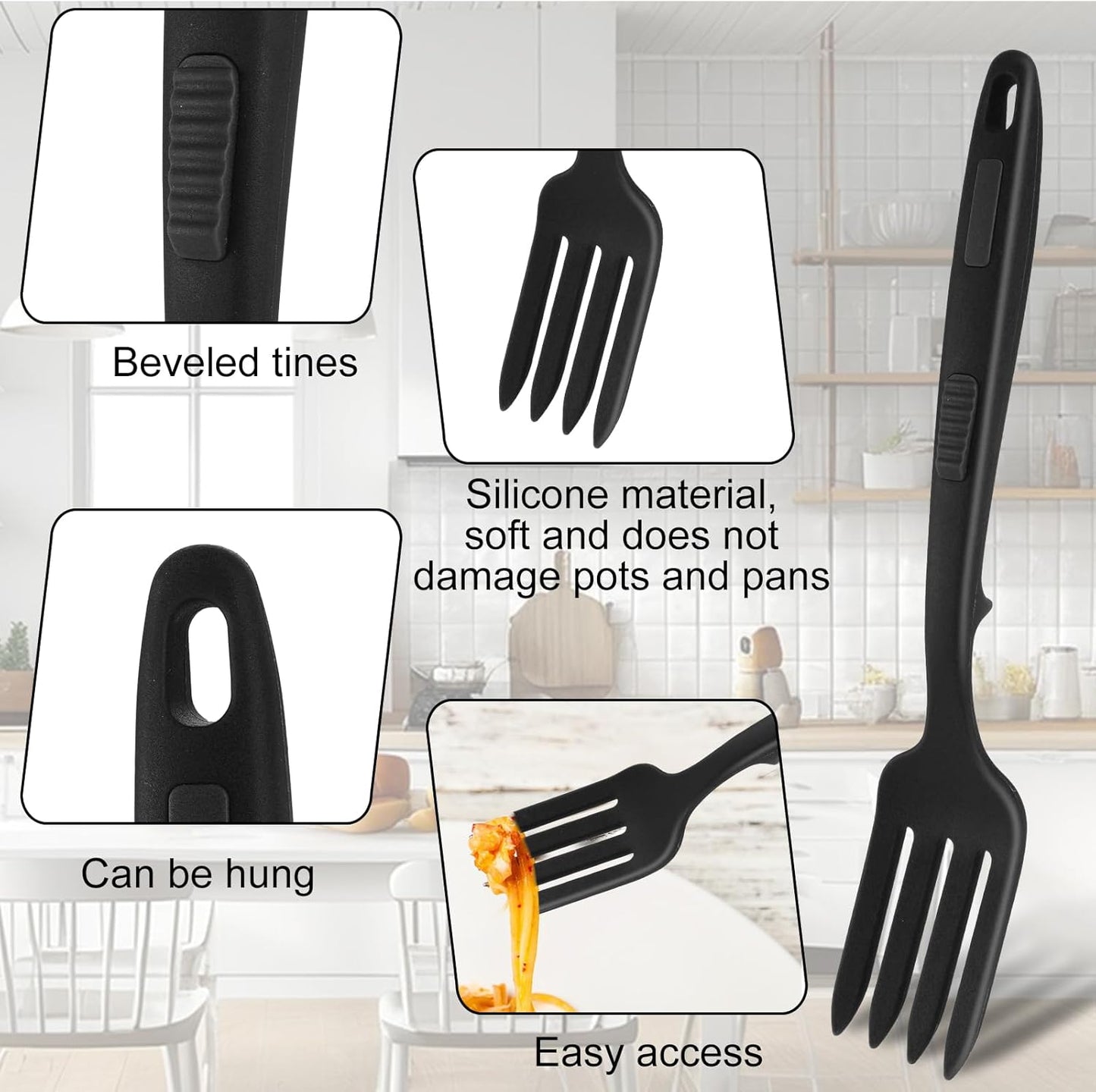 Tenedor flexible silicona 11pulg antiadherente cocina