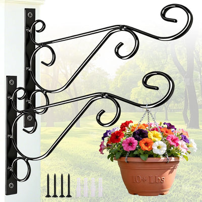 Soporte pared negro para cesta plantas metal interiores exteriores
