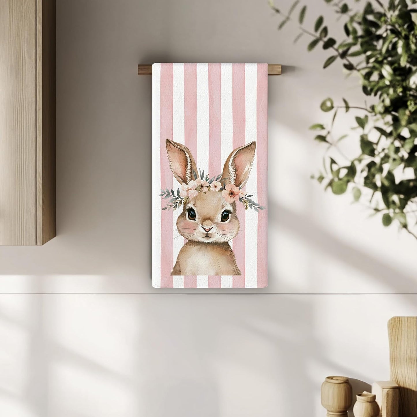 Toallas de cocina de conejo de Pascua, decoración primaveral para cocina y baño