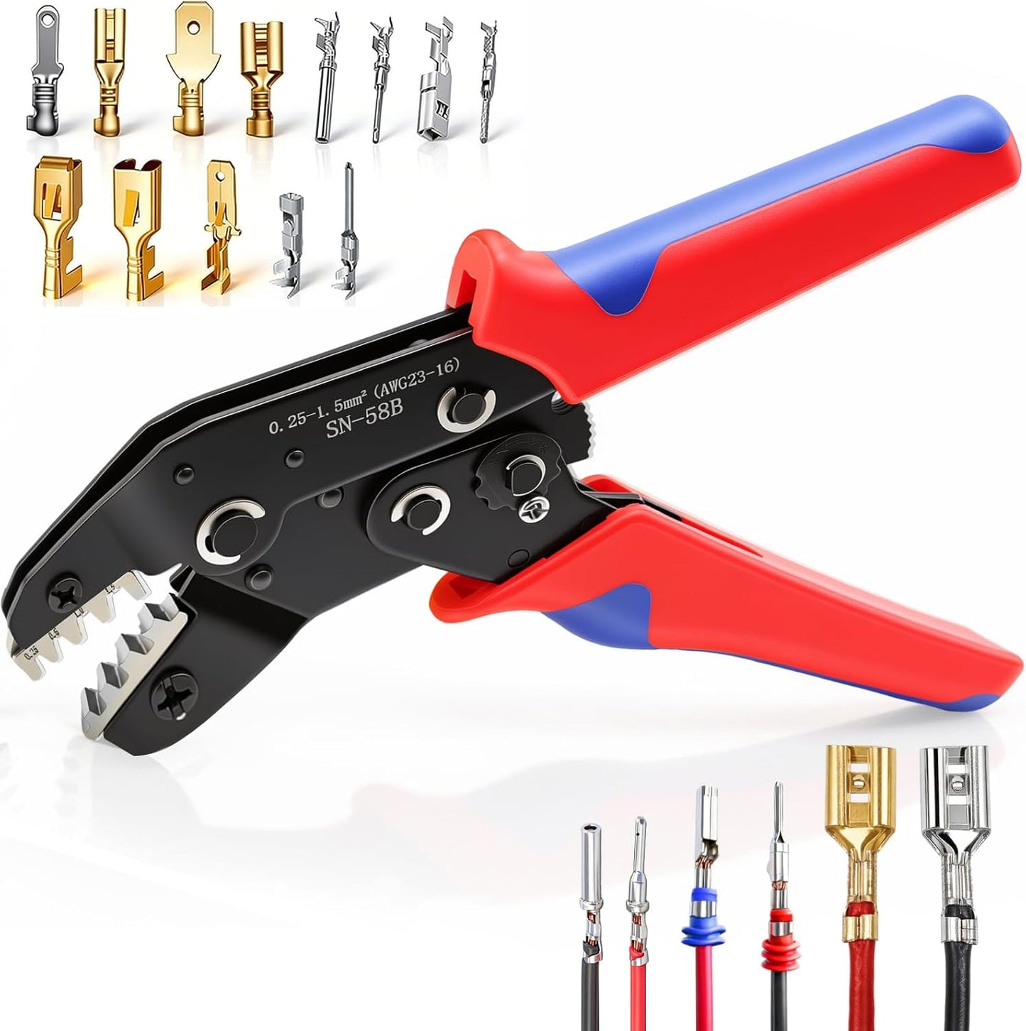 Herramienta crimpadora de alambre trinquete 24-16 AWG
