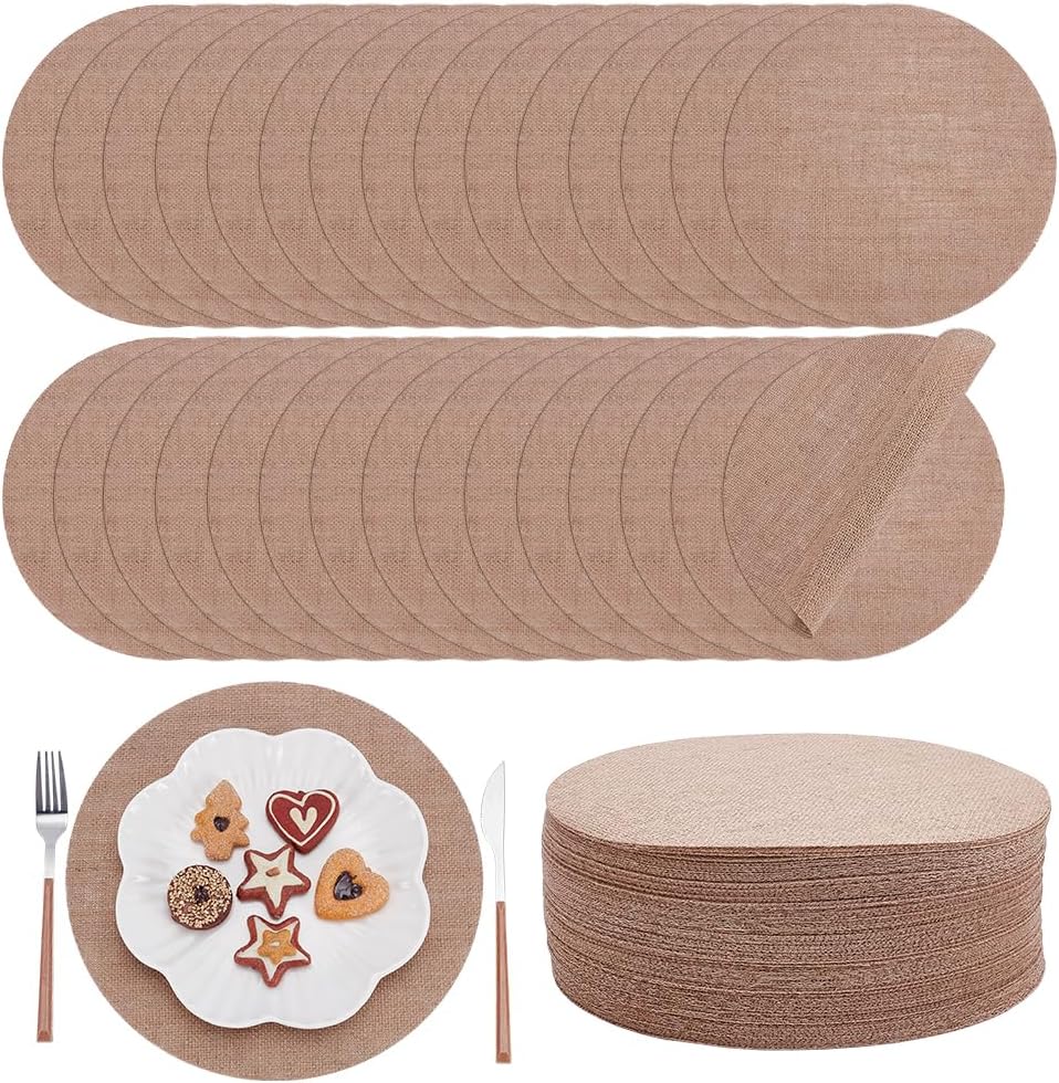 Mantel individual de arpillera Burlywood 11.8 pulgadas redondo reutilizable