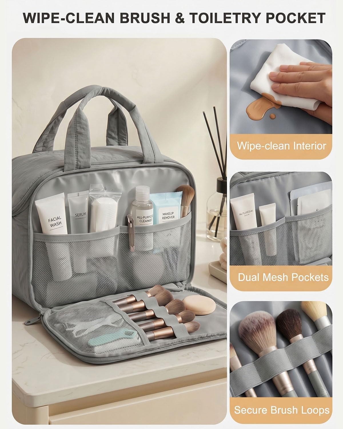 Neceser mujer viaje hinchable con compartimentos