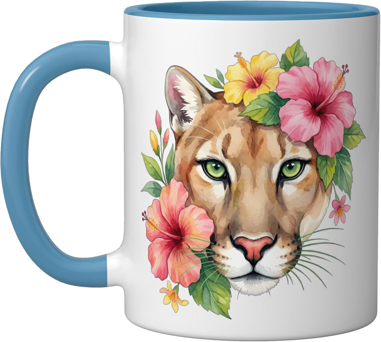 Taza Cerámica Puma con Flores Verano Azul/Blanco