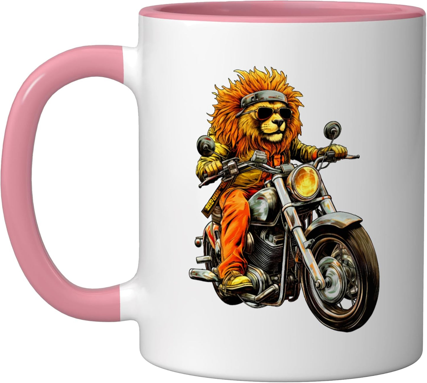 Taza Cerámica para Motocicleta Rosa/Blanca