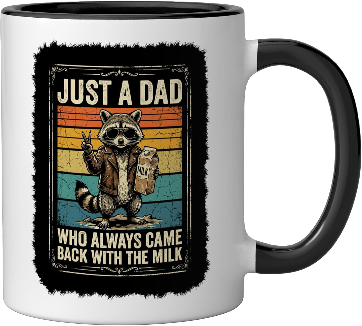 Taza de cerámica de zorro con leche divertida negra/blanca