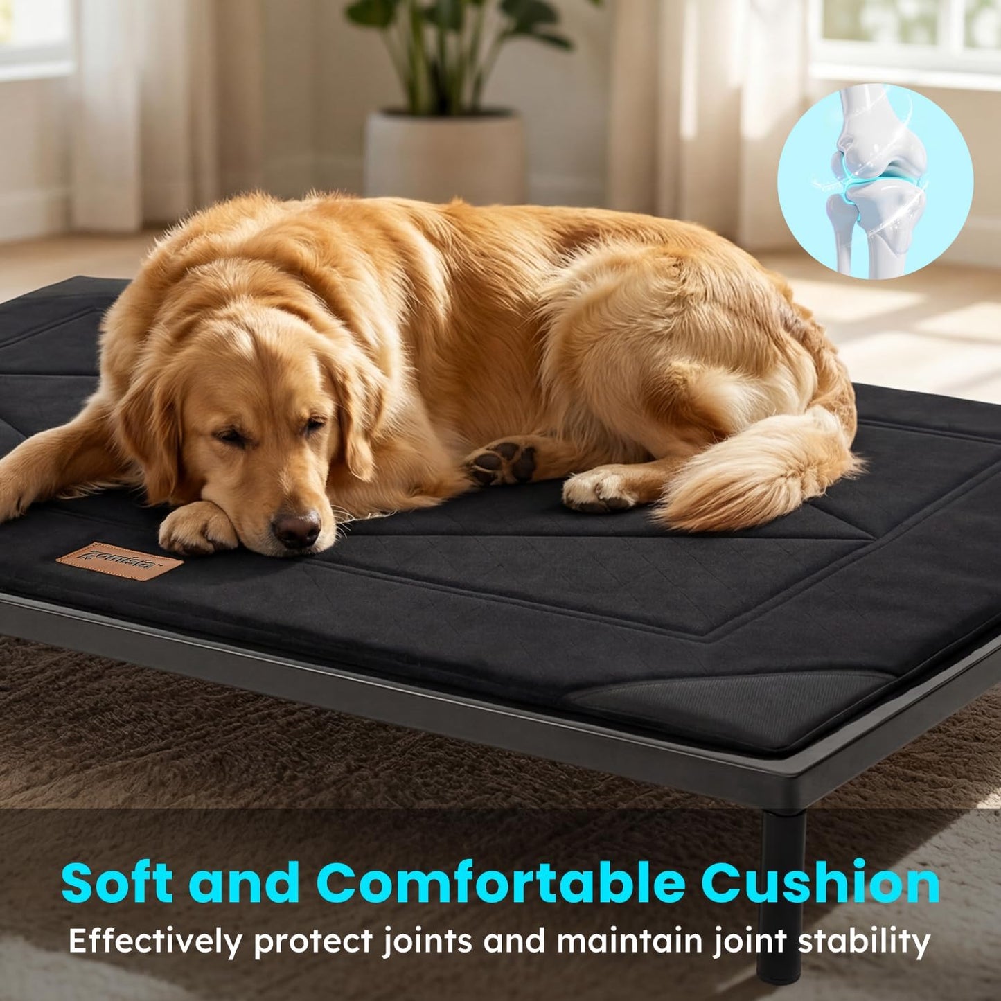 Cama elevada perros XL acolchado impermeable 50pulg