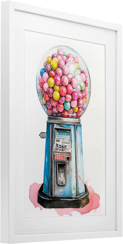 Impresión retro máquina de caramelos enmarcada 17x23pulg
