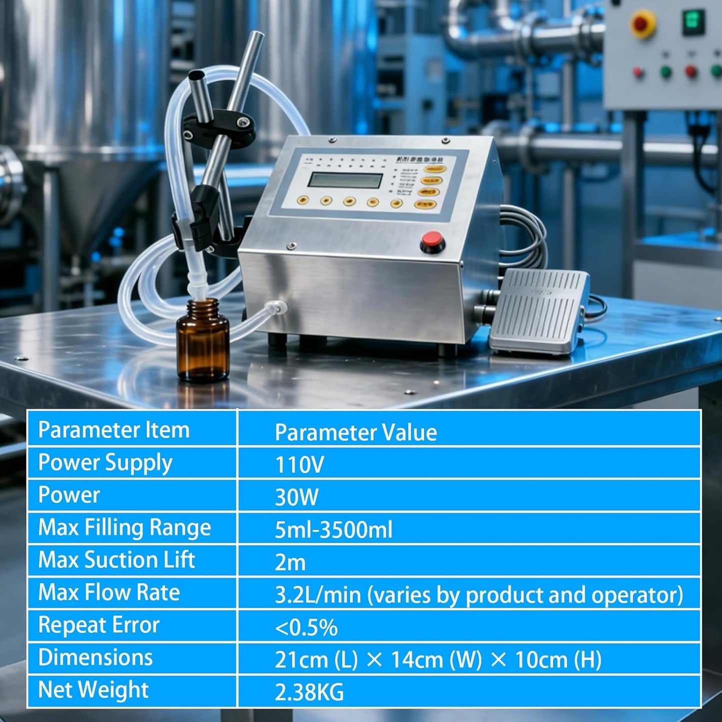 Máquina llenadora de botellas 0.2 a 118 oz con control digital