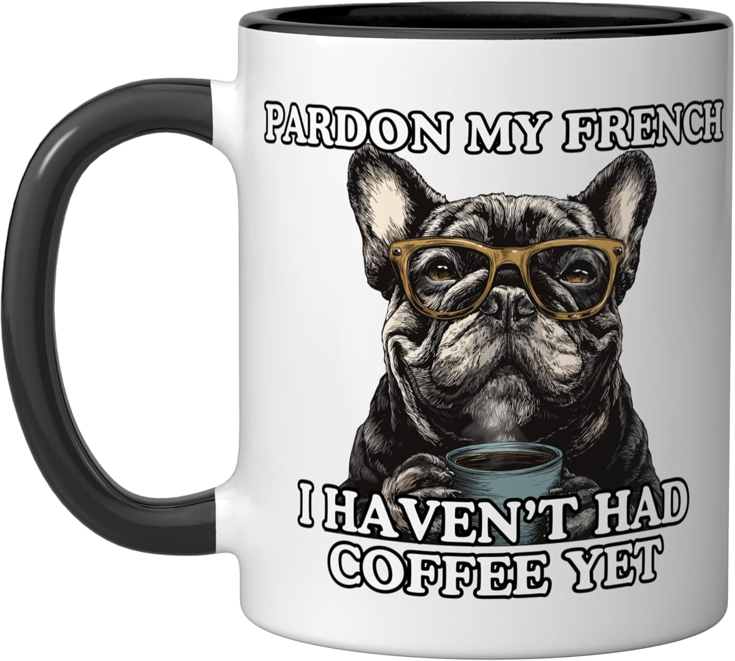 Taza Cerámica Perro Francés Negro/Blanco