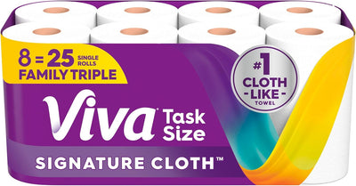 Toallas de papel de tela Viva Signature tamaño tarea 8 rollos triples
