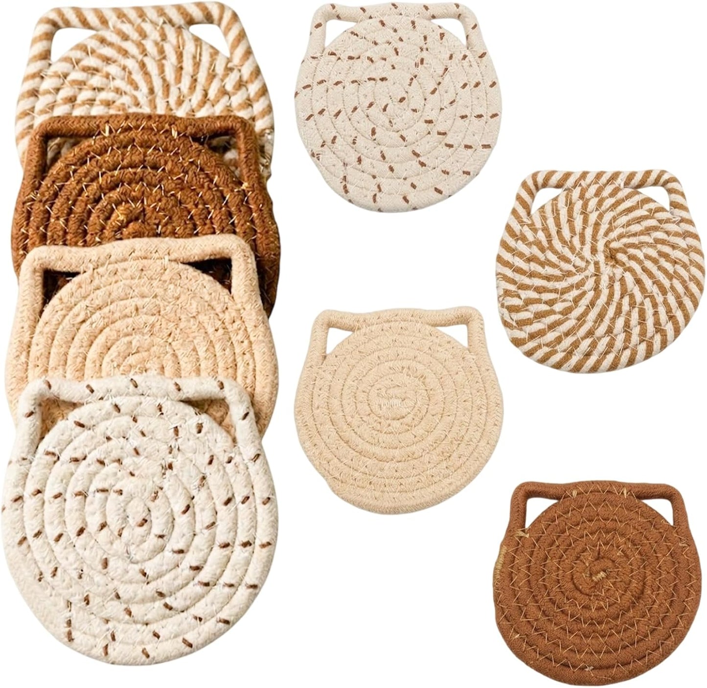 Posavasos absorbentes de algodón con orejas de gato y soporte metálico