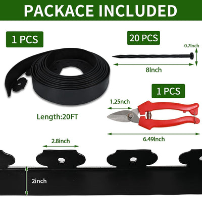 Kit bordes césped 20ft con estacas para jardín y patio negro
