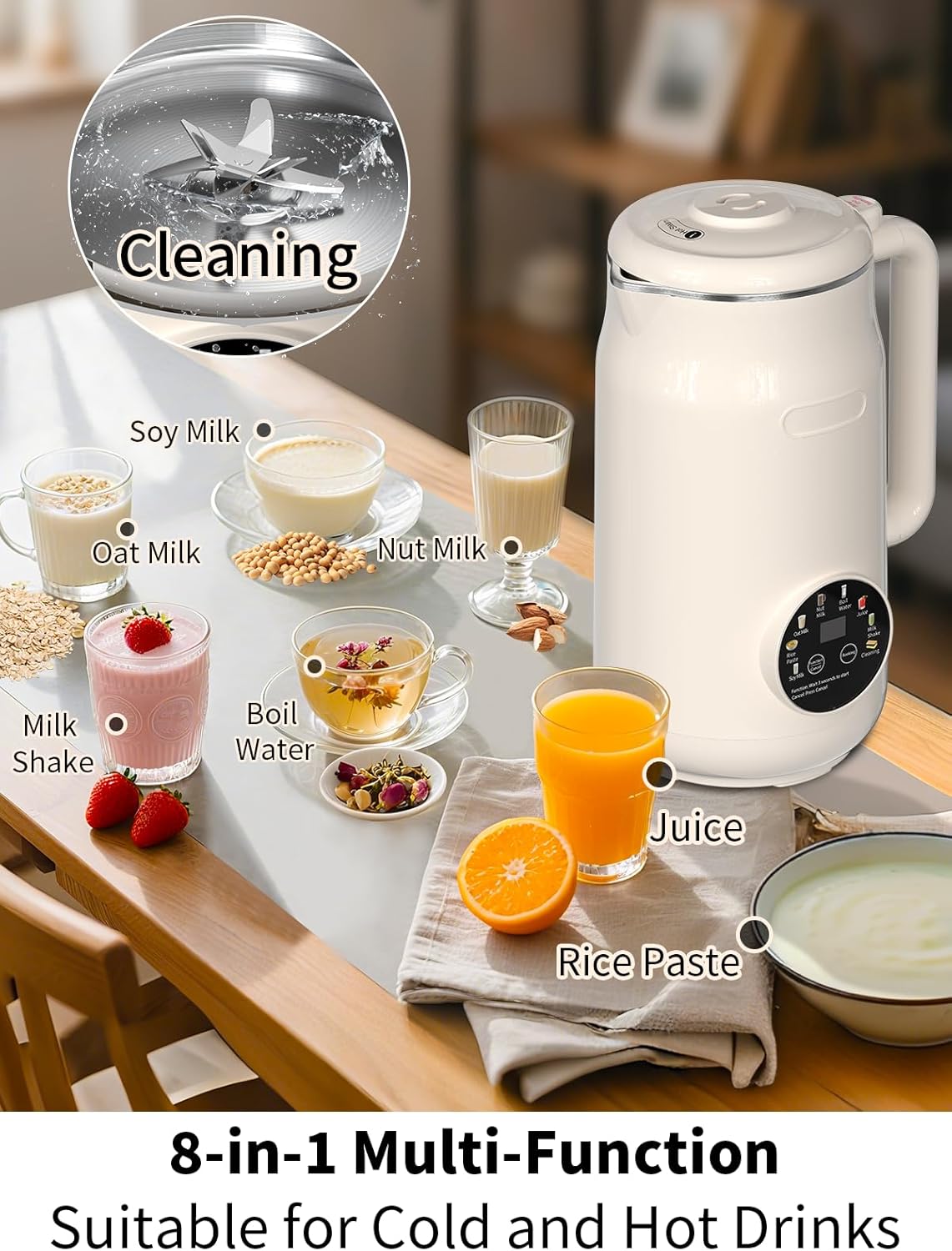 Máquina para hacer leche de nuez 8 en 1 con 10 cuchillas