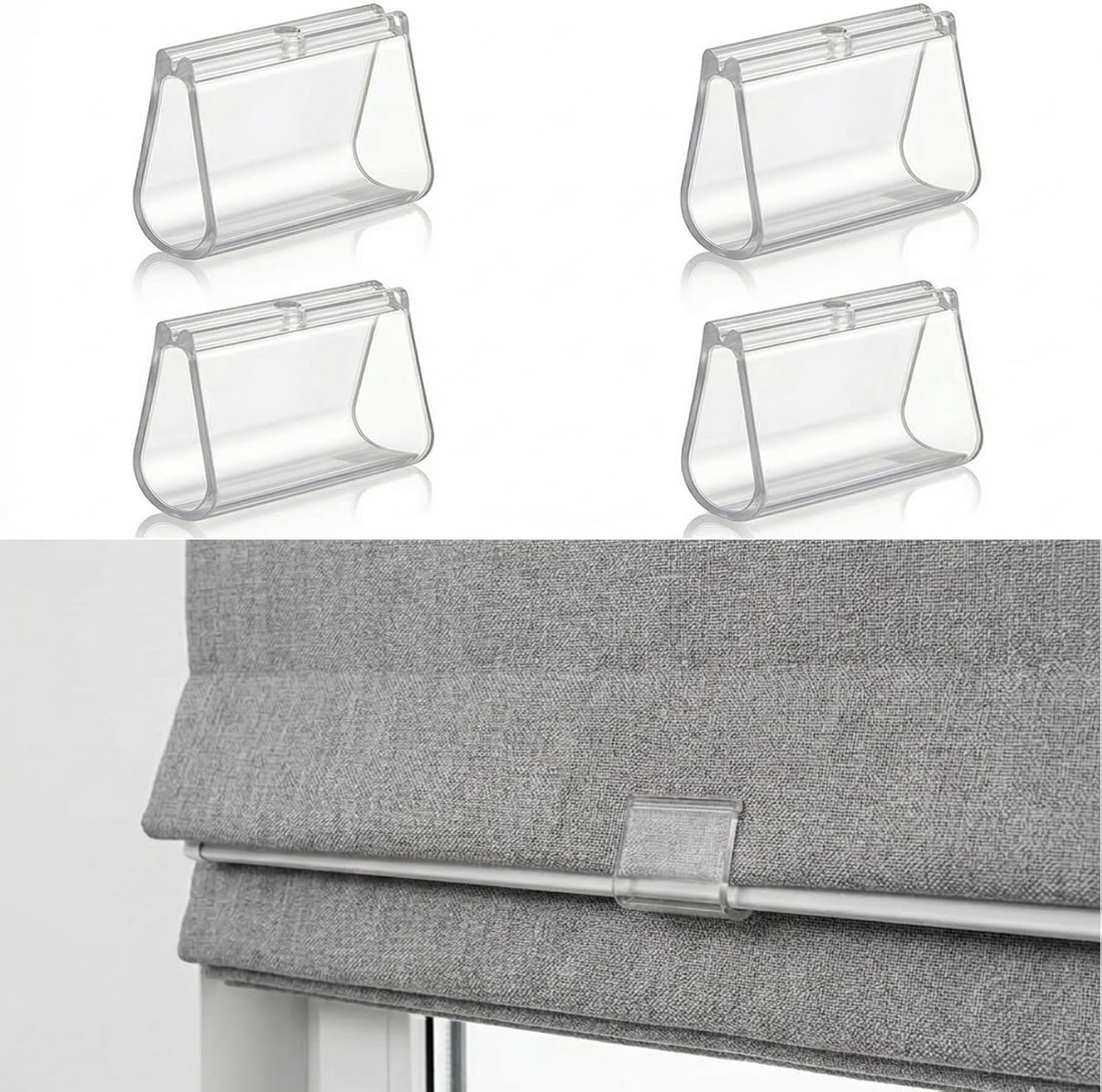 4 Pzas Manillas Plástico para Cortinas Romanas Sin Cuerdas